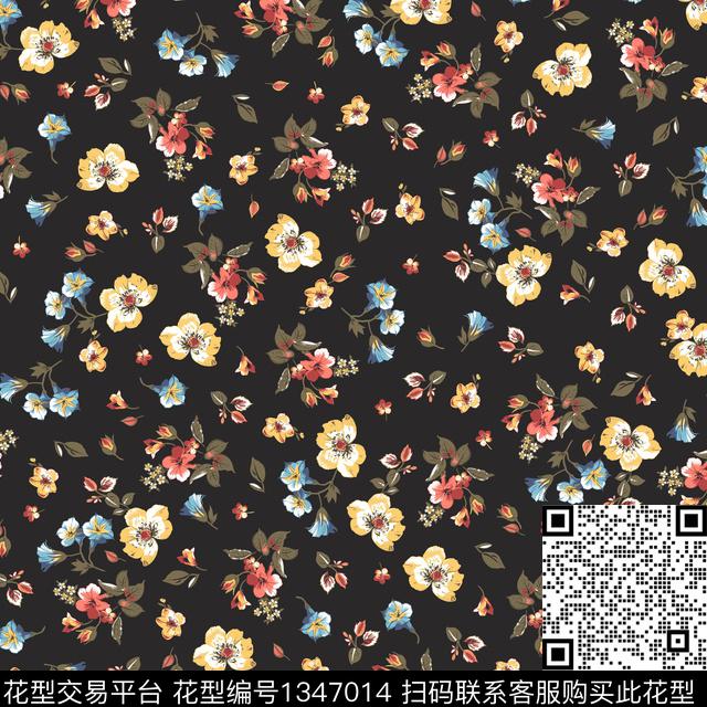 绿植树叶卡通小碎花传统印花华亿平台下载（图片编号: 1347014） - 瓦栏（Walan）