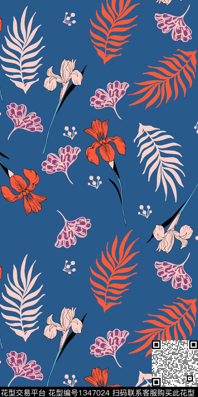 四叶草花卉传统印花华亿平台下载（图片编号: 1347024） - 瓦栏（Walan）