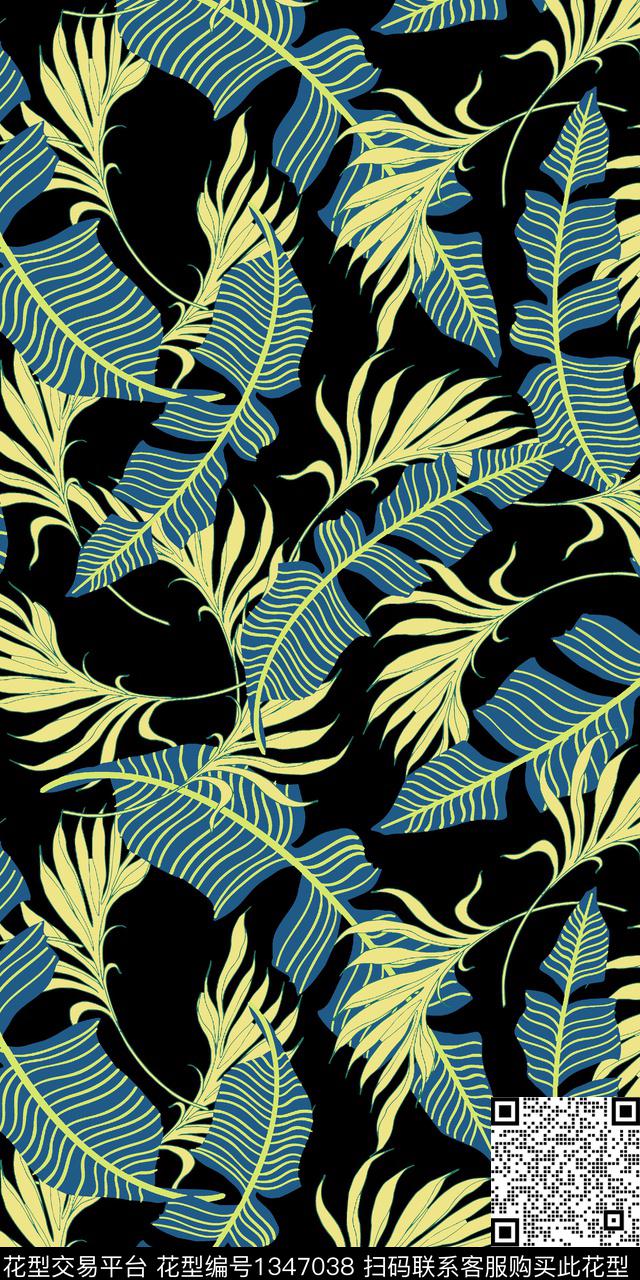 绿植树叶烂花华亿平台传统印花华亿平台下载（图片编号: 1347038） - 瓦栏（Walan）