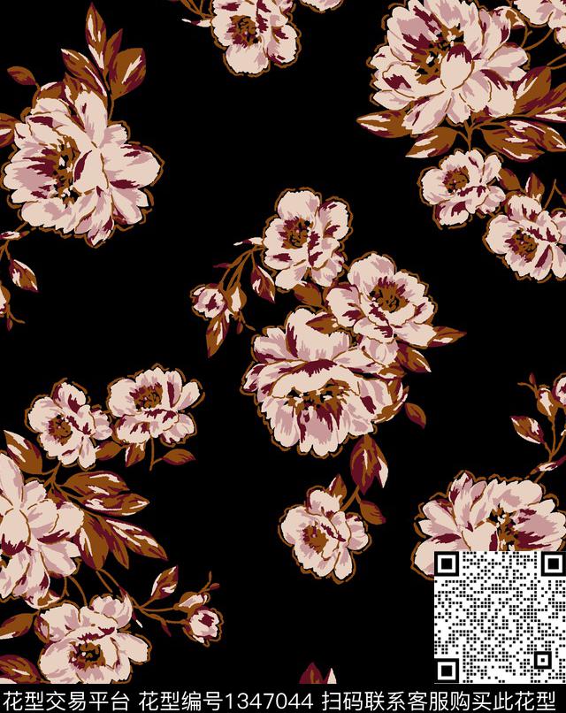 兰花传统印花华亿平台下载（图片编号: 1347044） - 瓦栏（Walan）