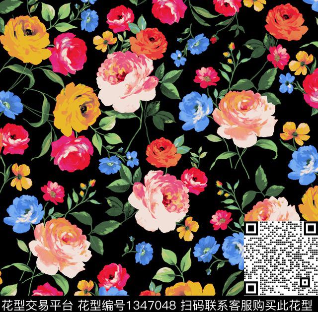 四叶草花卉传统印花华亿平台下载（图片编号: 1347048） - 瓦栏（Walan）