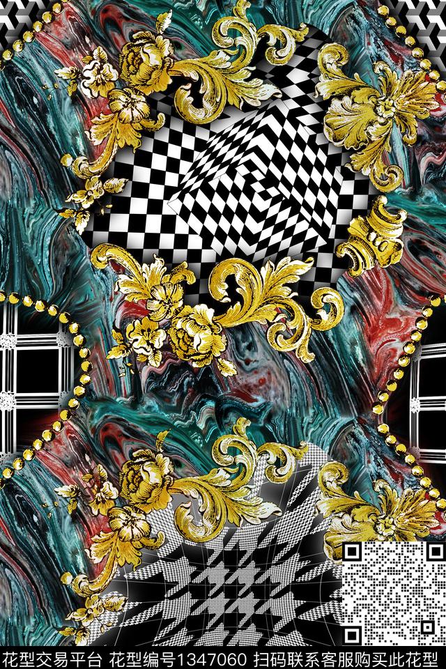 千鸟格格子格子拼贴数码印花华亿平台下载（图片编号: 1347060） - 瓦栏（Walan）