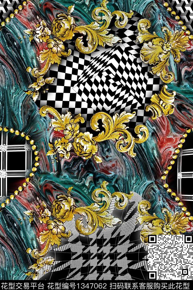 千鸟格格子格子拼贴数码印花华亿平台下载（图片编号: 1347062） - 瓦栏（Walan）