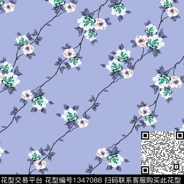 大牌风小清新淑女数码印花华亿平台下载（图片编号: 1347088） - 瓦栏（Walan）