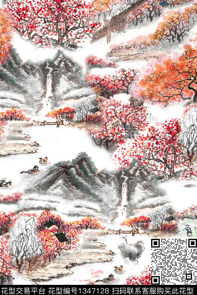 旗袍香云纱中国风数码印花华亿平台下载（图片编号: 1347128） - 瓦栏（Walan）