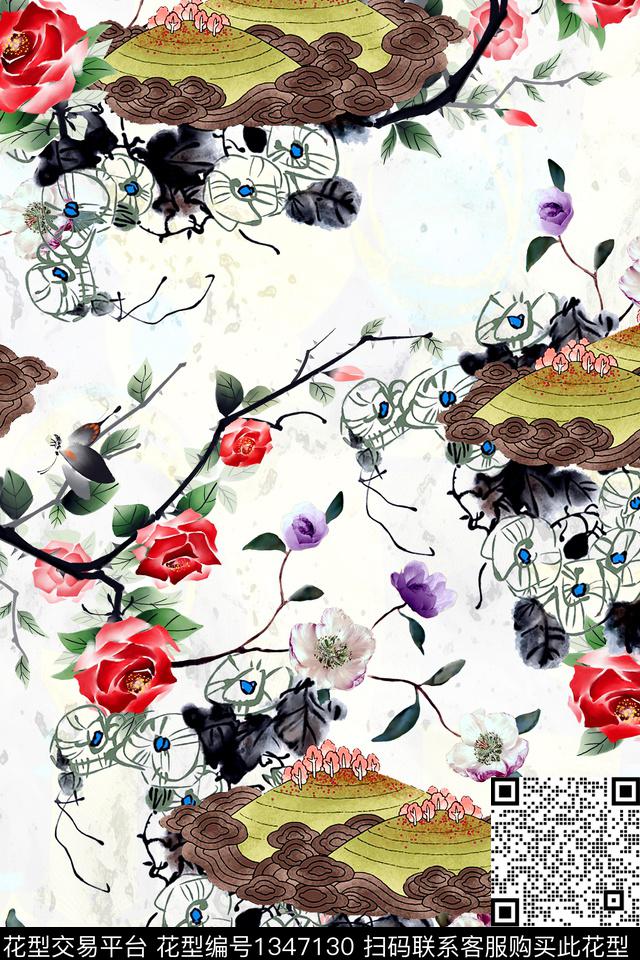 旗袍香云纱中国风数码印花华亿平台下载（图片编号: 1347130） - 瓦栏（Walan）