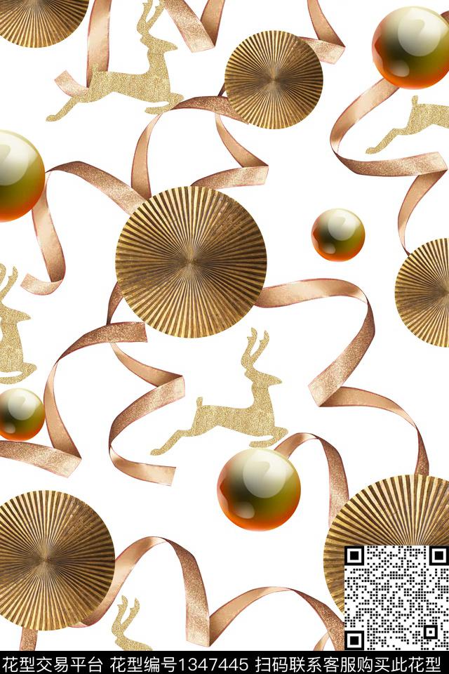 时尚金色蝴蝶结数码印花华亿平台下载（图片编号: 1347445） - 瓦栏（Walan）