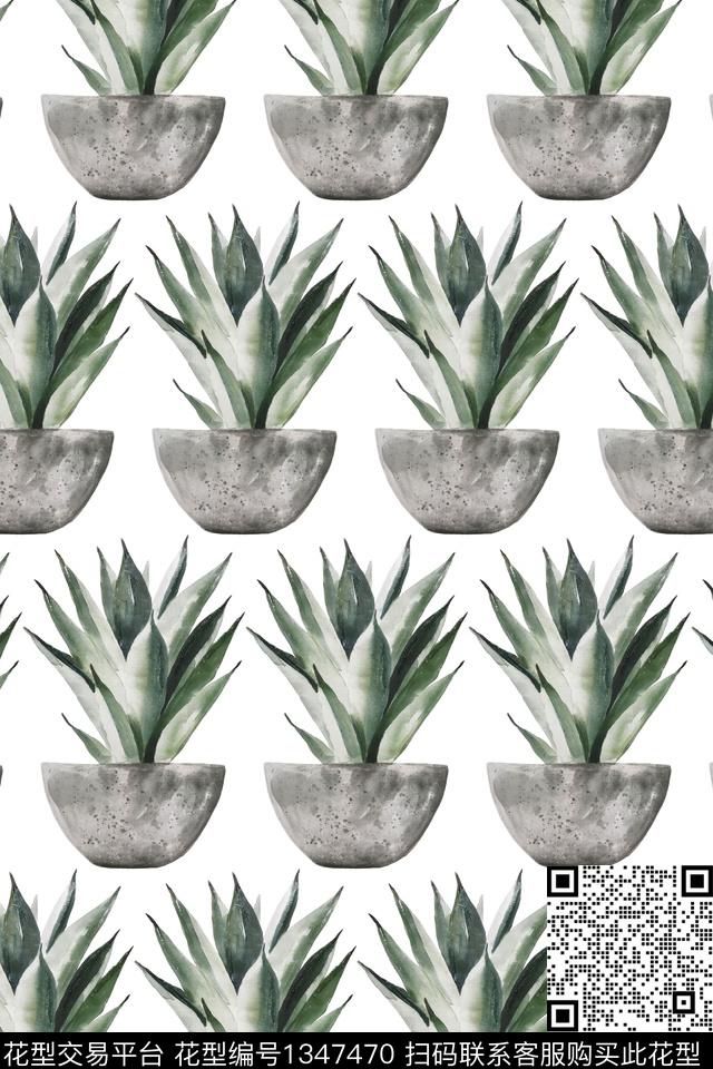 文艺绿植树叶满版散花数码印花华亿平台下载（图片编号: 1347470） - 瓦栏（Walan）