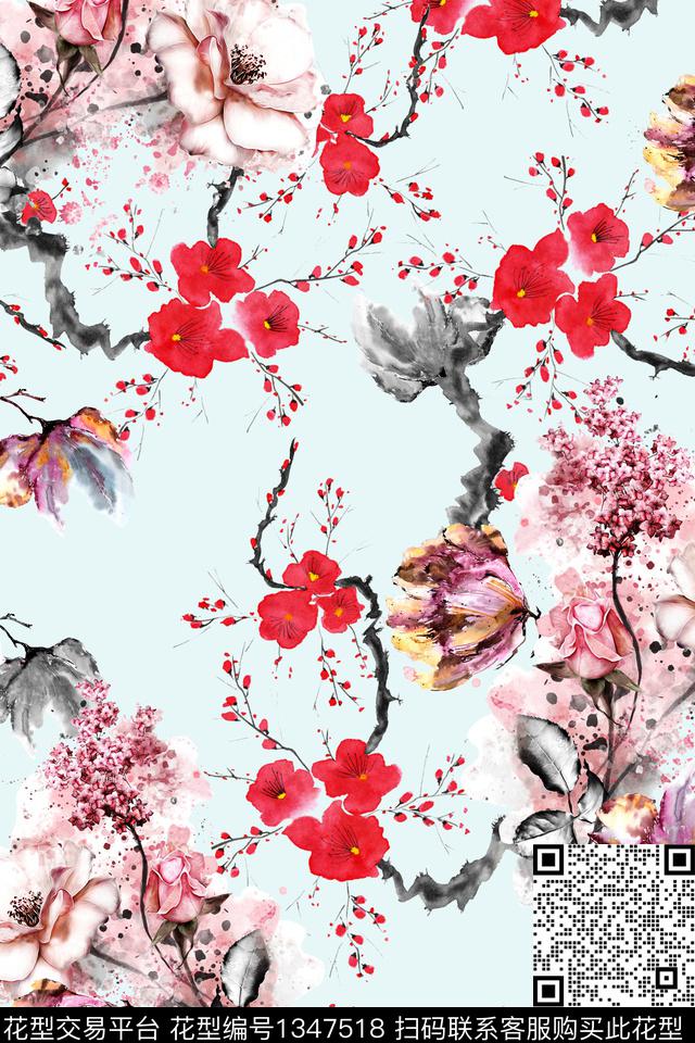 旗袍香云纱中国风数码印花华亿平台下载（图片编号: 1347518） - 瓦栏（Walan）