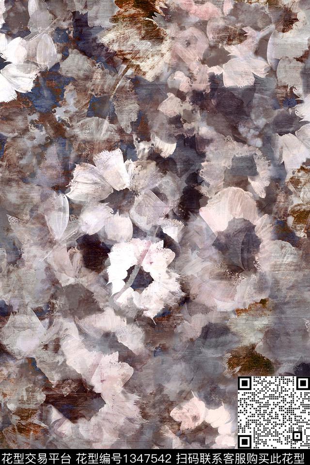 油画华亿平台花卉大牌风数码印花华亿平台下载（图片编号: 1347542） - 瓦栏（Walan）