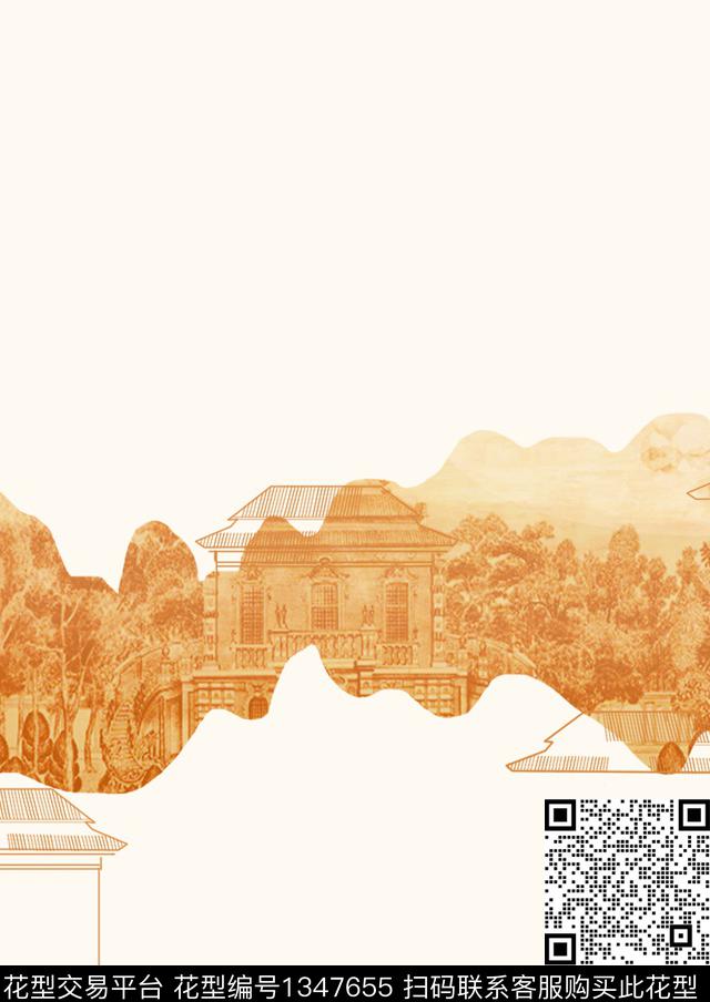建筑园林定位花数码印花华亿平台下载（图片编号: 1347655） - 瓦栏（Walan）