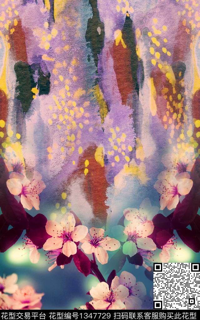 女装定位花定位花花卉数码印花华亿平台下载（图片编号: 1347729） - 瓦栏（Walan）