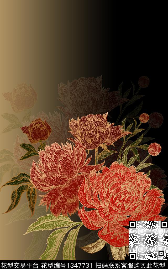 女装定位花定位花花卉数码印花华亿平台下载（图片编号: 1347731） - 瓦栏（Walan）