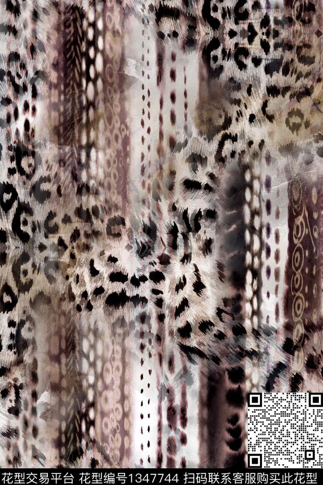 几何豹纹抽象数码印花华亿平台下载（图片编号: 1347744） - 瓦栏（Walan）