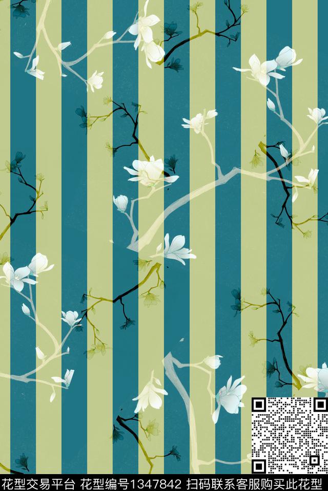 时尚几何花卉数码印花华亿平台下载（图片编号: 1347842） - 瓦栏（Walan）