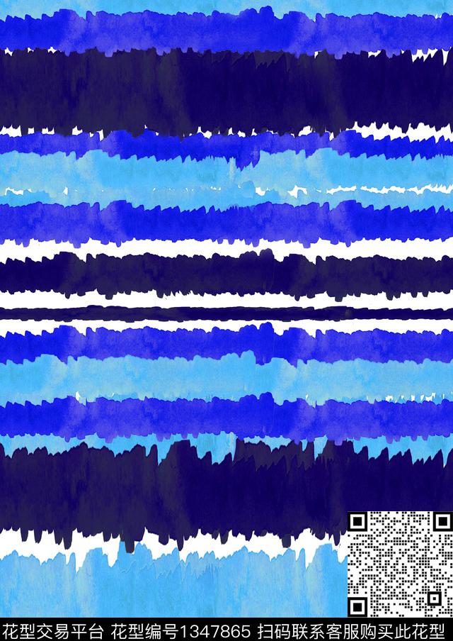 水彩手绘条纹数码印花华亿平台下载（图片编号: 1347865） - 瓦栏（Walan）