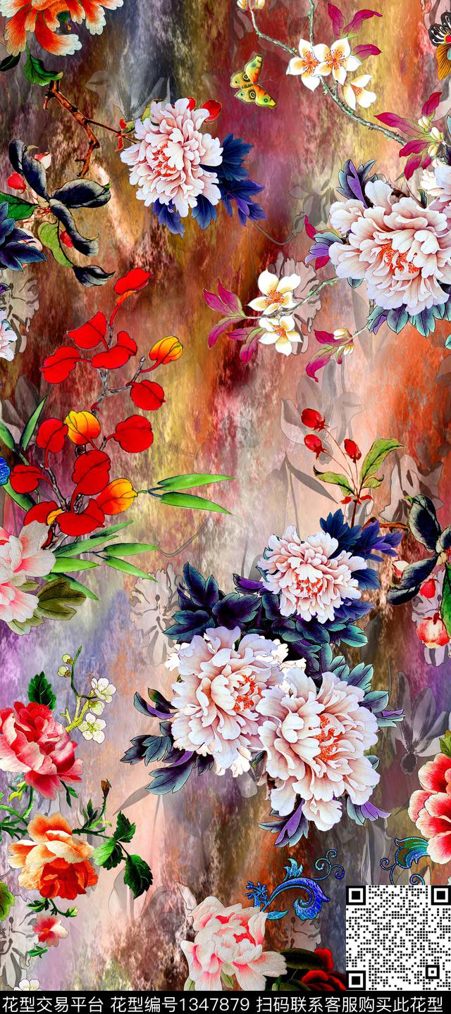 旗袍香云纱中国风数码印花华亿平台下载（图片编号: 1347879） - 瓦栏（Walan）