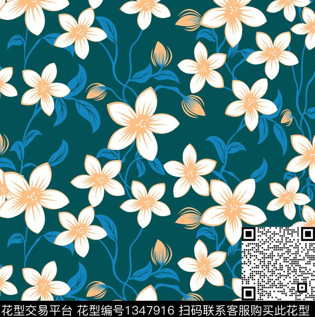 网纱雪纺系列连衣裙系列墨绿系列传统印花华亿平台下载（图片编号: 1347916） - 瓦栏（Walan）