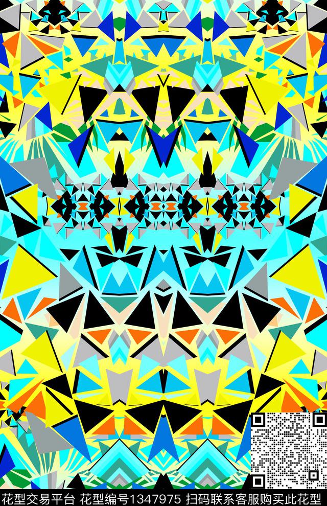 几何格子大牌风数码印花华亿平台下载（图片编号: 1347975） - 瓦栏（Walan）