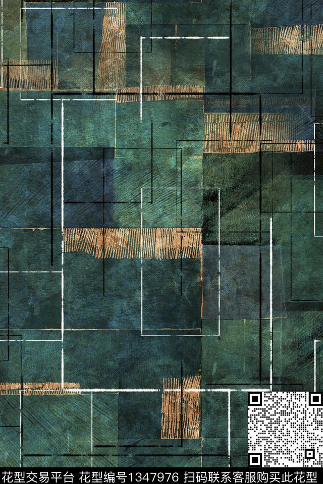肌理几何线条数码印花华亿平台下载（图片编号: 1347976） - 瓦栏（Walan）