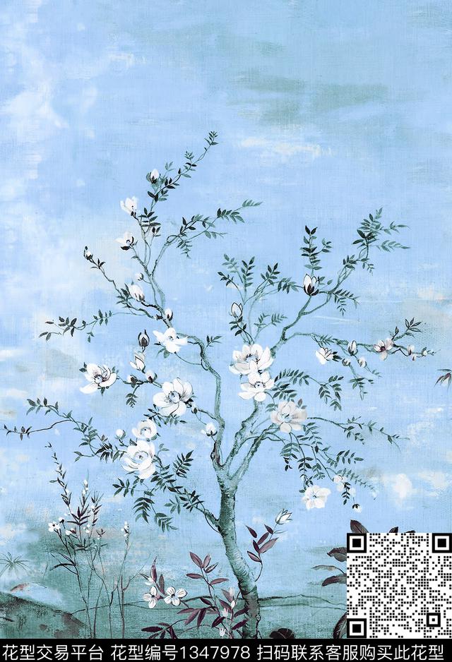 花卉春夏华亿平台大牌风数码印花华亿平台下载（图片编号: 1347978） - 瓦栏（Walan）