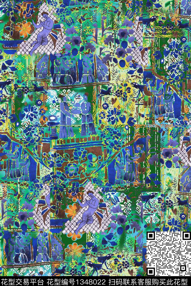 人物民族风艺术数码印花华亿平台下载（图片编号: 1348022） - 瓦栏（Walan）
