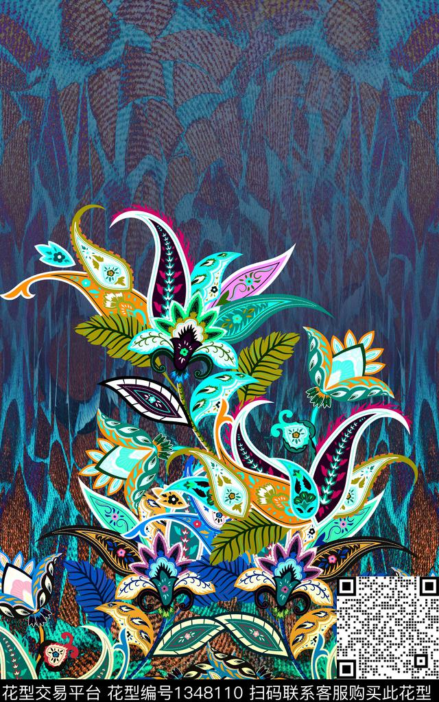 女装定位花定位花民族风数码印花华亿平台下载（图片编号: 1348110） - 瓦栏（Walan）