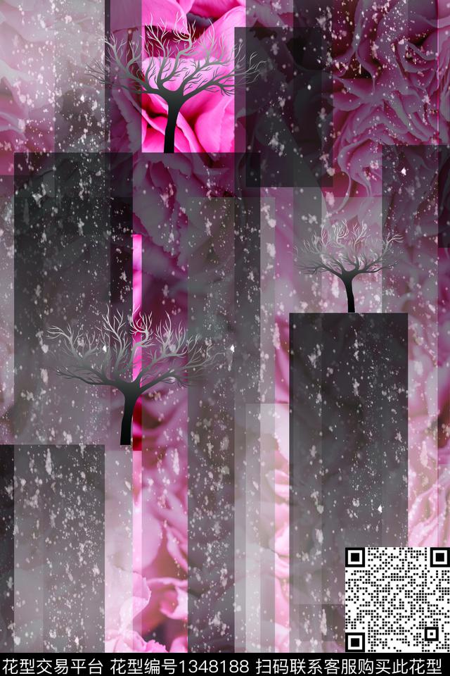 花卉渐变几何数码印花华亿平台下载（图片编号: 1348188） - 瓦栏（Walan）