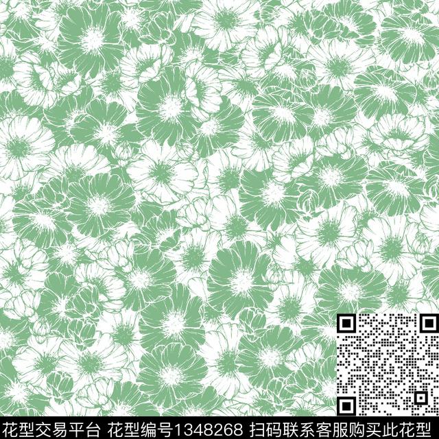 文艺满版散花大牌风传统印花华亿平台下载（图片编号: 1348268） - 瓦栏（Walan）