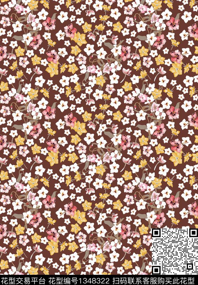 趋势华亿平台大牌风小碎花数码印花华亿平台下载（图片编号: 1348322） - 瓦栏（Walan）