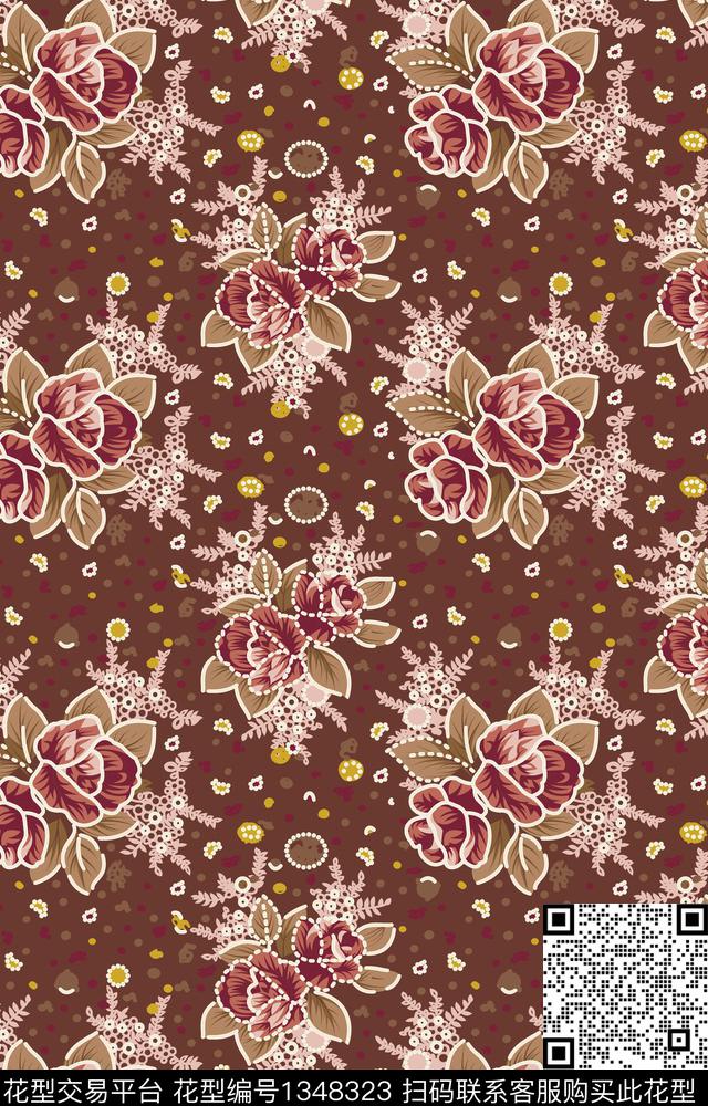 趋势华亿平台大牌风小碎花传统印花华亿平台下载（图片编号: 1348323） - 瓦栏（Walan）