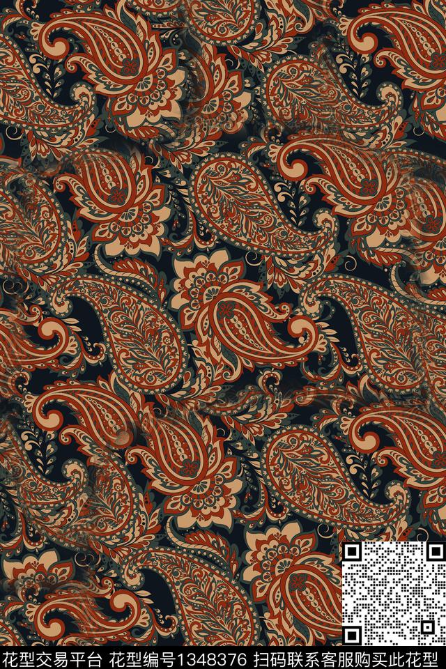 民族风波西米亚佩斯利数码印花华亿平台下载（图片编号: 1348376） - 瓦栏（Walan）