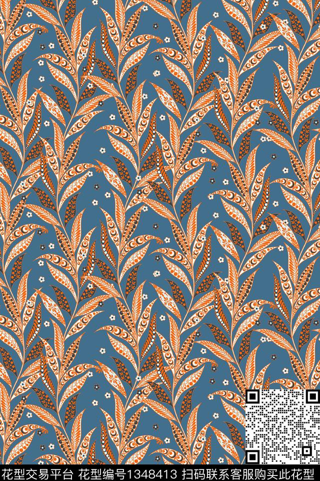 数码华亿平台花卉大牌风数码印花华亿平台下载（图片编号: 1348413） - 瓦栏（Walan）