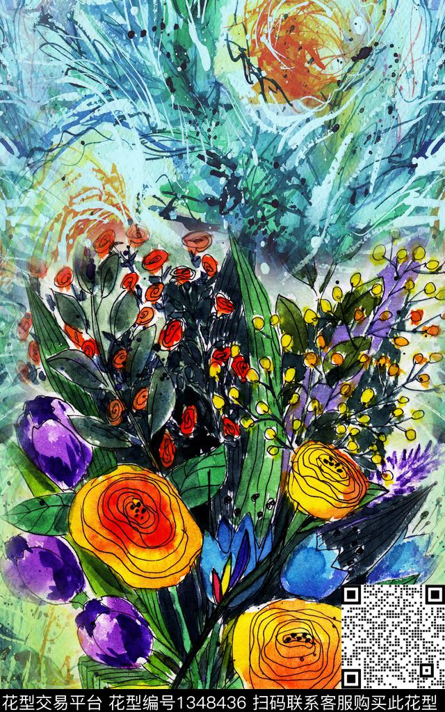 女装定位花定位花民族风数码印花华亿平台下载（图片编号: 1348436） - 瓦栏（Walan）