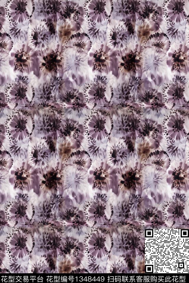 扎染华亿平台大牌风抽象数码印花华亿平台下载（图片编号: 1348449） - 瓦栏（Walan）