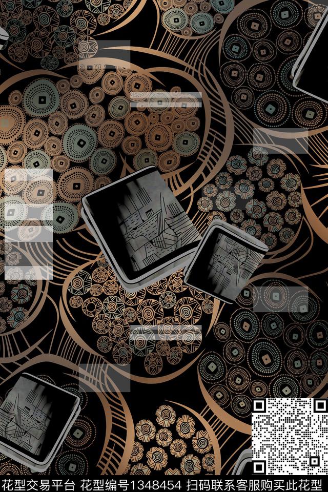 复古民族风抽象数码印花华亿平台下载（图片编号: 1348454） - 瓦栏（Walan）