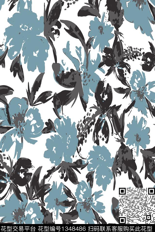 花卉雪纺大牌风传统印花华亿平台下载（图片编号: 1348486） - 瓦栏（Walan）