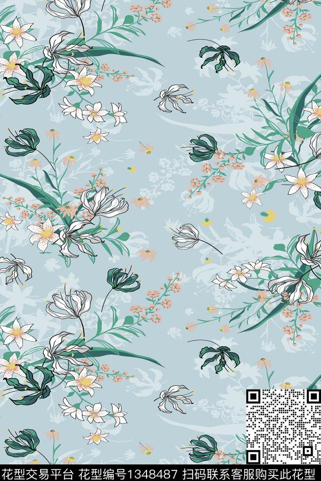 绿植树叶花卉大牌风传统印花华亿平台下载（图片编号: 1348487） - 瓦栏（Walan）