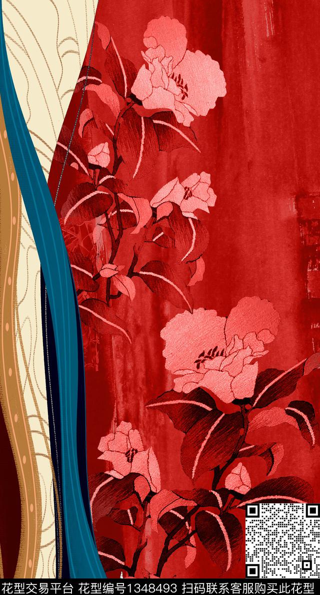 中国风定位花朦胧底纹暗花数码印花华亿平台下载（图片编号: 1348493） - 瓦栏（Walan）