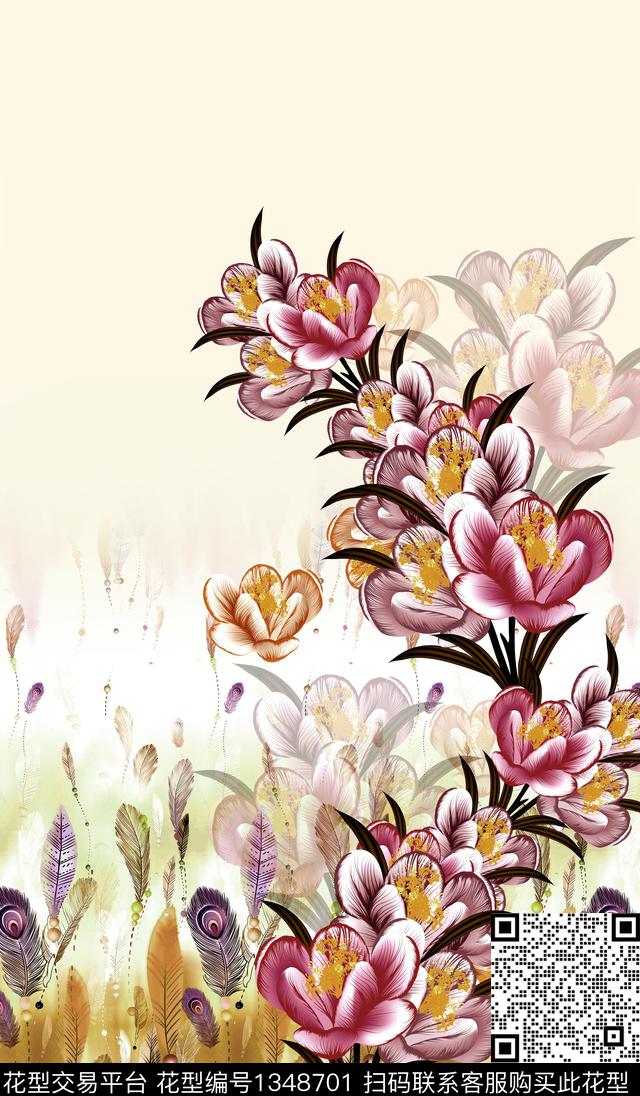 数码华亿平台花卉定位花数码印花华亿平台下载（图片编号: 1348701） - 瓦栏（Walan）
