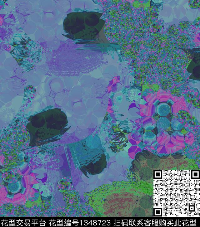 几何线条格子数码印花华亿平台下载（图片编号: 1348723） - 瓦栏（Walan）