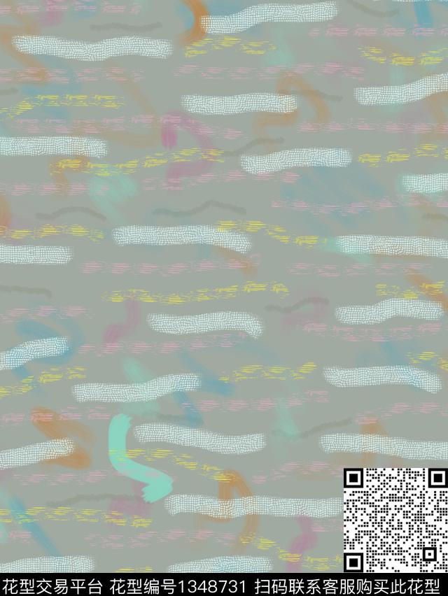 文艺插画大牌风数码印花华亿平台下载（图片编号: 1348731） - 瓦栏（Walan）