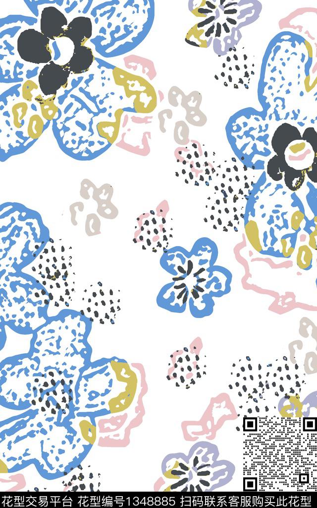 绿植树叶抽象花卉男装传统印花华亿平台下载（图片编号: 1348885） - 瓦栏（Walan）