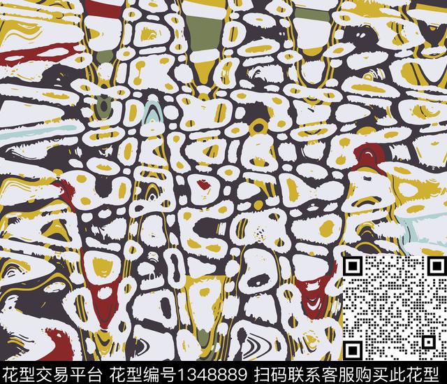 绿植树叶抽象花卉男装传统印花华亿平台下载（图片编号: 1348889） - 瓦栏（Walan）