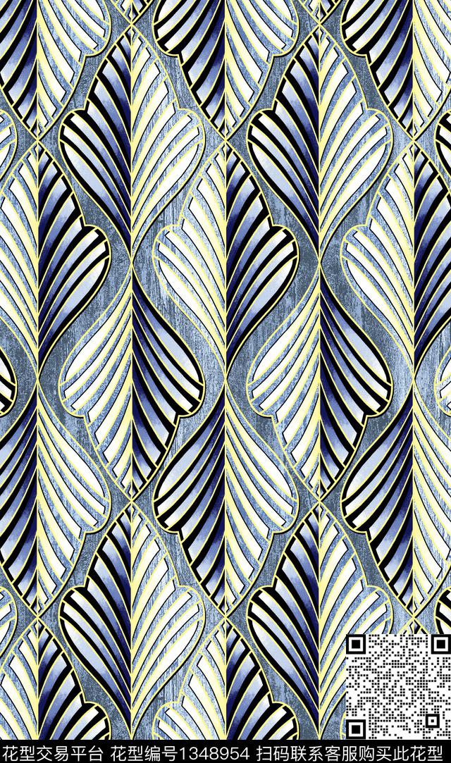 肌理几何格子传统印花华亿平台下载（图片编号: 1348954） - 瓦栏（Walan）