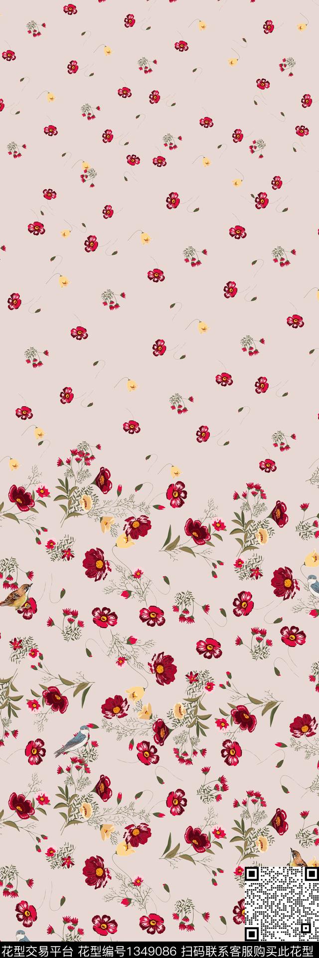 女装定位花大牌风小清新数码印花华亿平台下载（图片编号: 1349086） - 瓦栏（Walan）