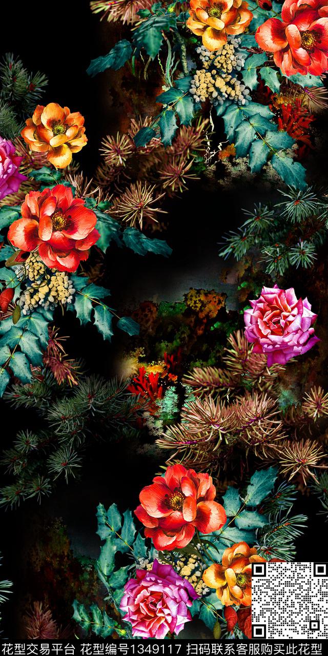 绿植树叶花卉雕印华亿平台数码印花华亿平台下载（图片编号: 1349117） - 瓦栏（Walan）