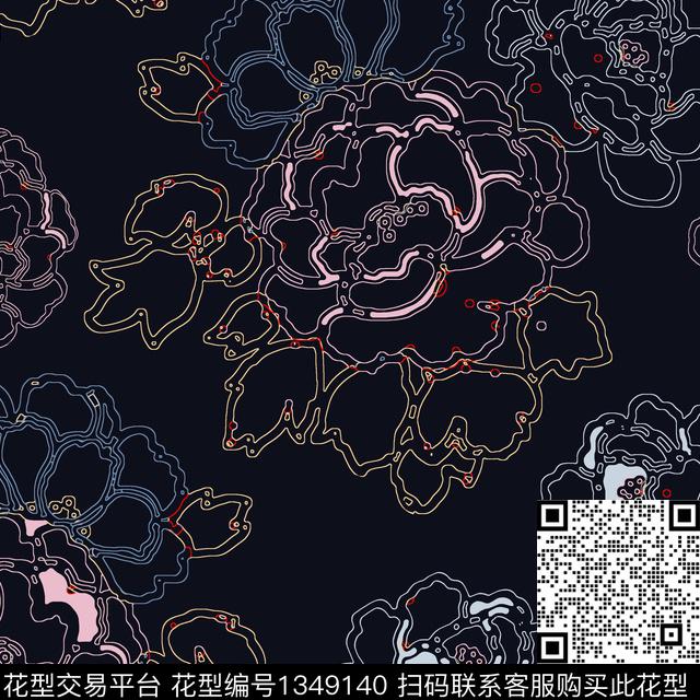 绿植树叶抽象花卉男装传统印花华亿平台下载（图片编号: 1349140） - 瓦栏（Walan）