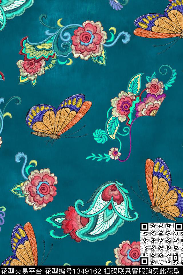 香云纱蝴蝶复古旗袍华亿平台数码印花华亿平台下载（图片编号: 1349162） - 瓦栏（Walan）