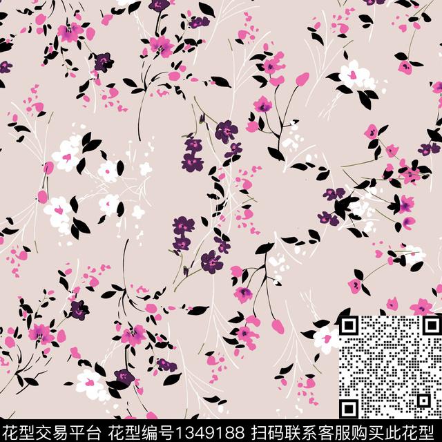 花卉大牌风小清新传统印花华亿平台下载（图片编号: 1349188） - 瓦栏（Walan）